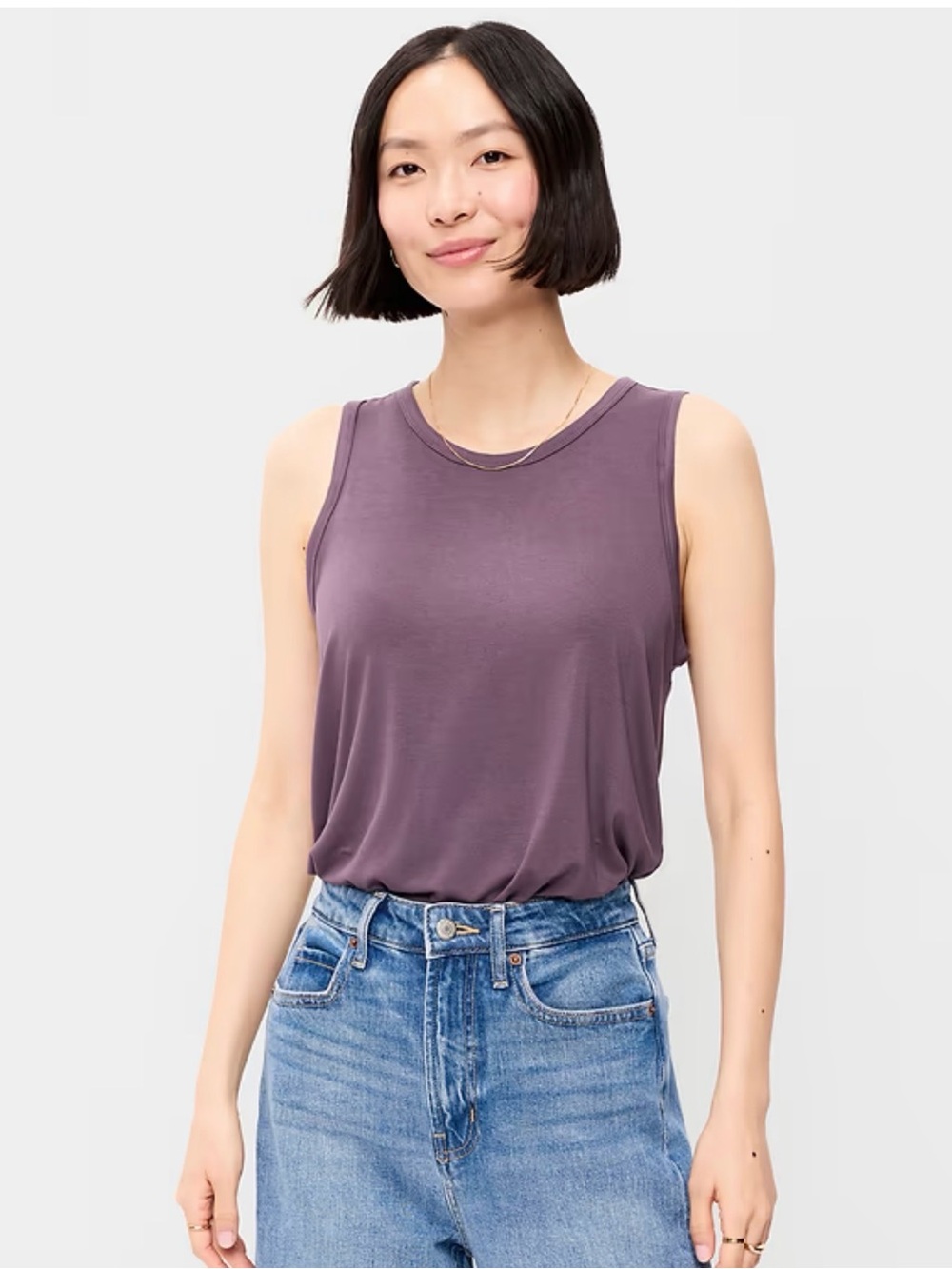 NWT Old Navy Women's Purple Luxe V-Neck Tank Top New Original Bag Size Med Tall